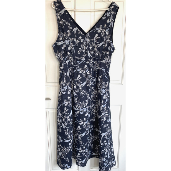 C&C California Linen Midi Sundress Women's Size 14 Floral Preppy Coastal Flowy - Picture 1 of 15